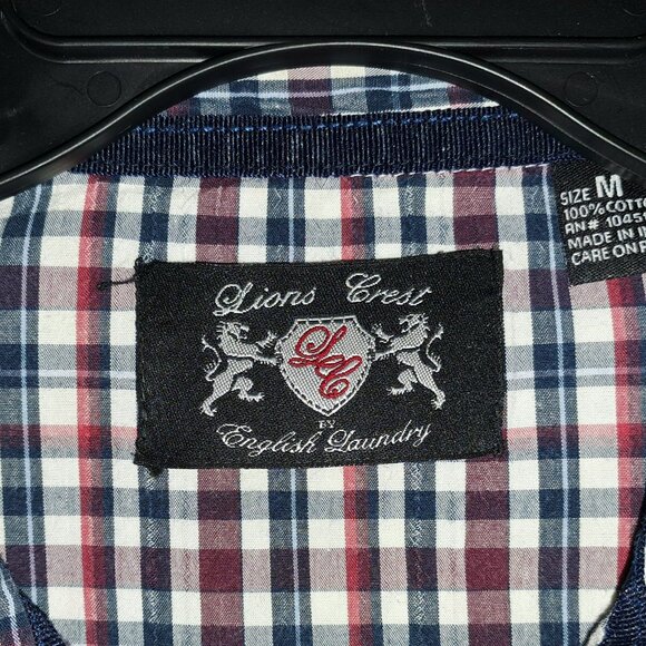 Lions Crest Western Pearl Snaps Gingham Plaid Shirt size Medium - Picture 5 of 5